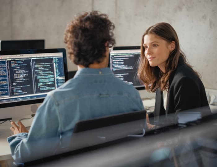 Students taking a computer-based math practice test
